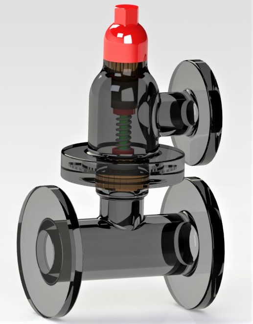 带弹簧的安全阀3D数模图纸 Solidworks设计 附工程图